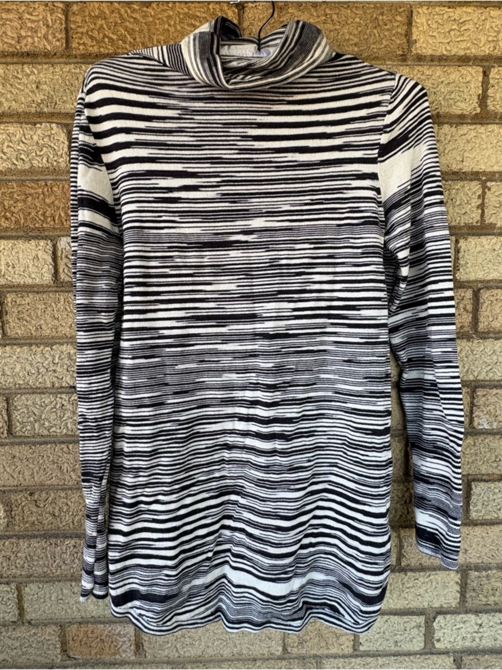 NIC+ZOE Black and Cream Striped Knit Top